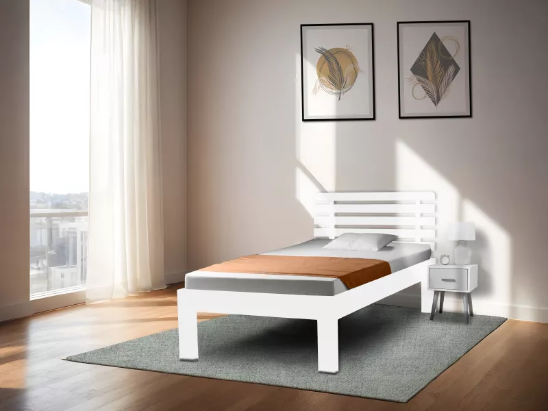 Alexa Solid Wood Single Bed in White Finish